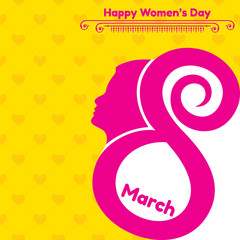 Happy women's day greeting card. Postcard on March 8