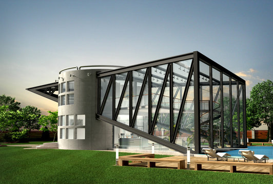 3D Illustration of a futuristic luxury house