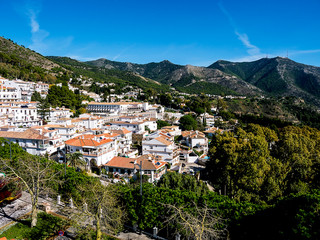 Fototapeta premium Mijas one of the most beautiful 'white' villages of Andalucia. It is in the Alpujarra mountains above the coast