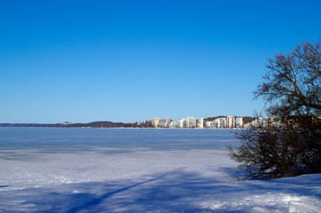 winter landscape with frozen lake