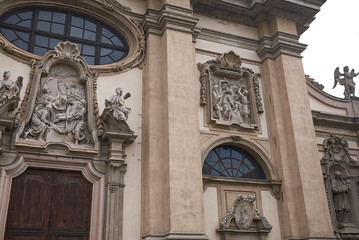 Fototapeta na wymiar Milan, Italy - January 16, 2019 : Santa Maria della Passione church facade
