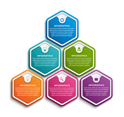 Hexagon options infographics template. Infographics for business presentations or information banner.