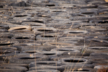 Old used tires dump pollution