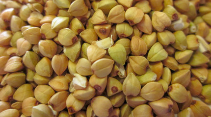 Raw green buckwheat background. Vegan or vegetarian diet