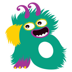 Cartoon capital letter B from monster alphabet