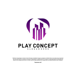 Play Media City logo design concept. Stats Play logo template vector. Icon Symbol