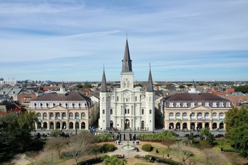 Fototapeta na wymiar st louis cathedral new orleans drone aerial
