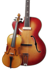 Fototapeta na wymiar Violin and acoustic guitar on a white background