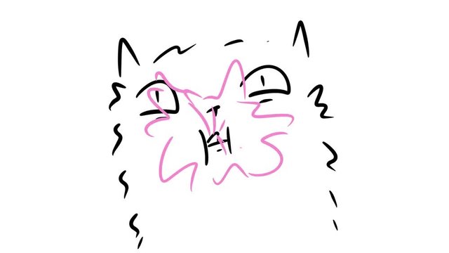 Cartoon cat chawing Bubble gum and burst.