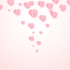 Fototapeta na wymiar Abstract background with falling paper hearts. Vector.