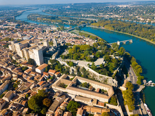 Aerial view of French city Avignon