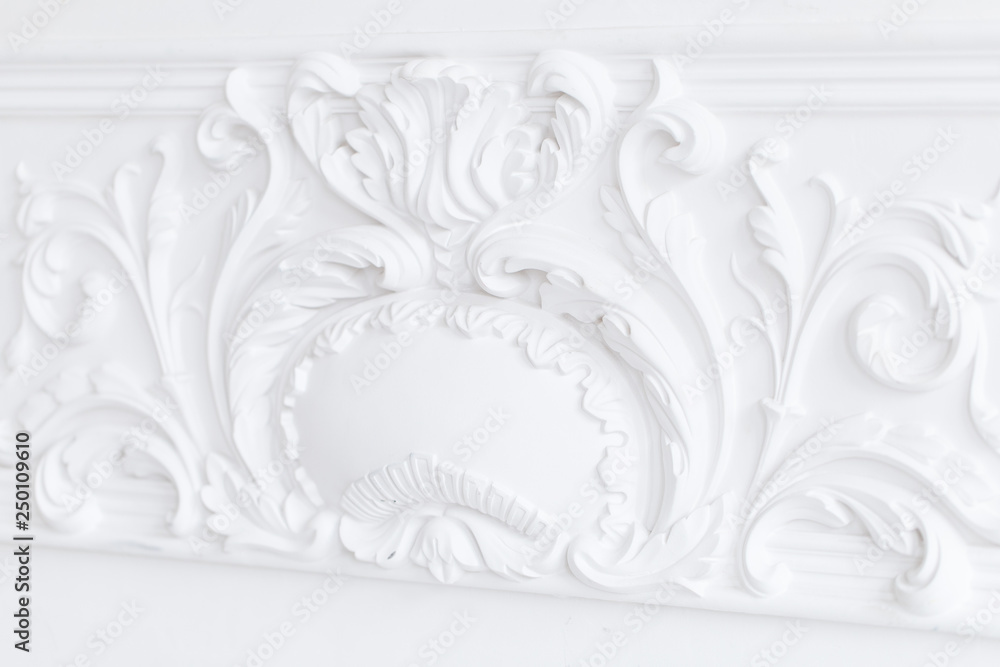 Wall mural beautiful ornate white decorative plaster moldings in studio