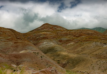 Multicolored Hyzyn Mountains in summer