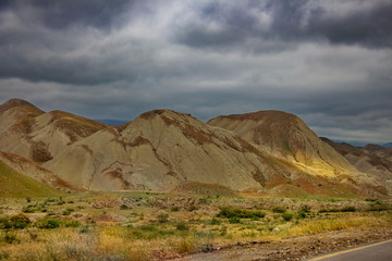 Multicolored Hyzyn Mountains in summer