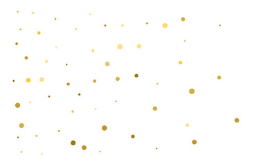 Golden confetti on white background. Luxury festive background. Gold shiny abstract texture. Element of design. Polka dots abstract vector illustration