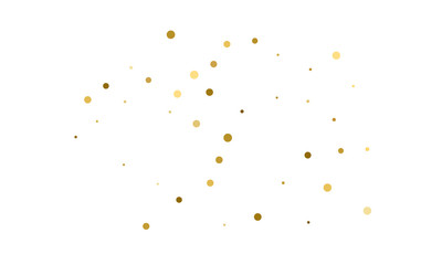 Golden confetti on white background. Luxury festive background. Gold shiny abstract texture. Element of design. Polka dots abstract vector illustration
