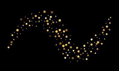 Golden confetti on black background. Luxury festive background. Gold shiny abstract texture. Element of design. Polka dots abstract vector illustration