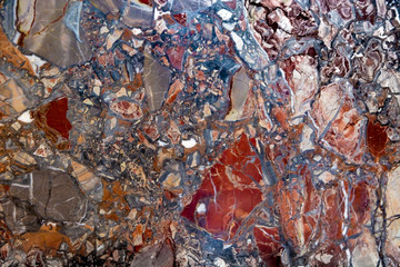 Background from marble texture. Multi-colored inclusions of different rocks. Various forms of inclusions. Panels of interior decoration in retro style.