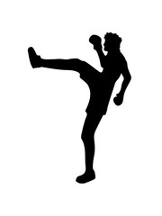 Fototapeta na wymiar treten verteidigen defensiv kickboxer kickboxen karate judo kampfsport kämpfen tai-chi kampfkunst verein team crew gewinner shirt thaiboxen boxen clipart silhouette angreifen besiegen