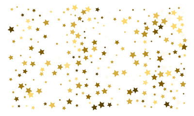 Gold stars. Confetti celebration, Falling golden abstract decoration for party, birthday celebrate, anniversary or event, festive. Festival decor. Vector illustration