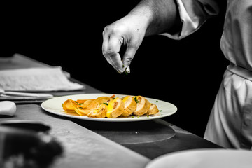 chef decorating food