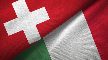 Switzerland and Italy two flags textile cloth, fabric texture