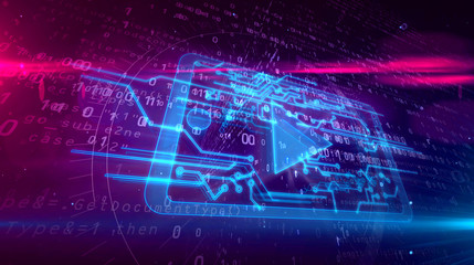 Cyber media concept with mobile player