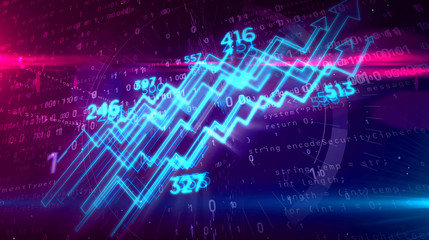 Cyber business concept with chart