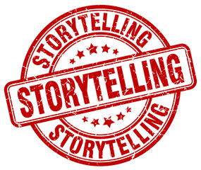 storytelling red grunge stamp