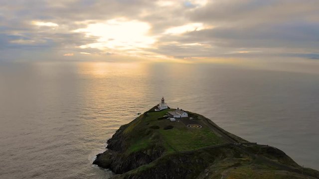 Aerial shot of Baily Lighthouse in Howth Ireland