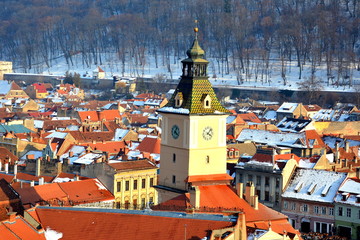 Obraz premium Typical urban landscape of the city Brasov, a town situated in Transylvania, Romania, in the center of the country. 300.000 inhabitants.