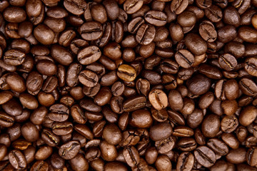 Roasted brown coffee beans background