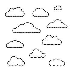 Vector clouds shapes set isolated on white background