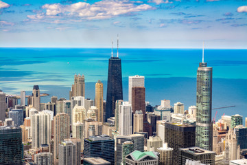 Lake Michigan behind the skyline of Chicago Illinois