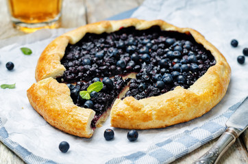 Blueberry galette with fresh blueberries