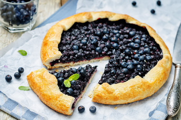 Blueberry galette with fresh blueberries