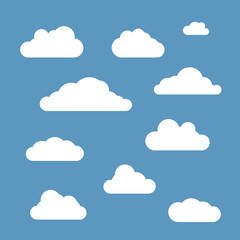 Vector clouds set isolated on blue sky background