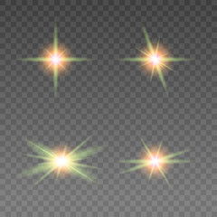Set of various flare elements. Vector illustration with light effects for design.