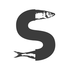 S of sardine Letter logo, icon vector element. Sardina pilchardus