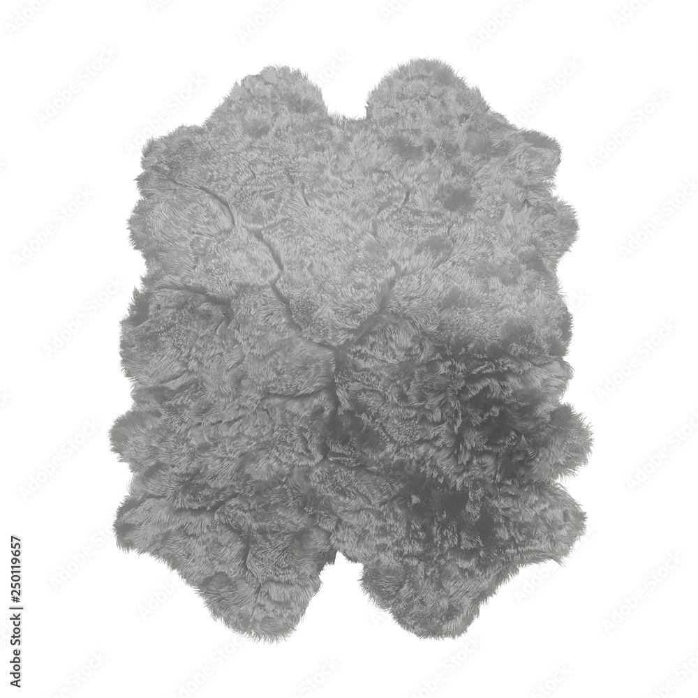 Poster fluffy soft skin of wool white color on a white background 3d rendering