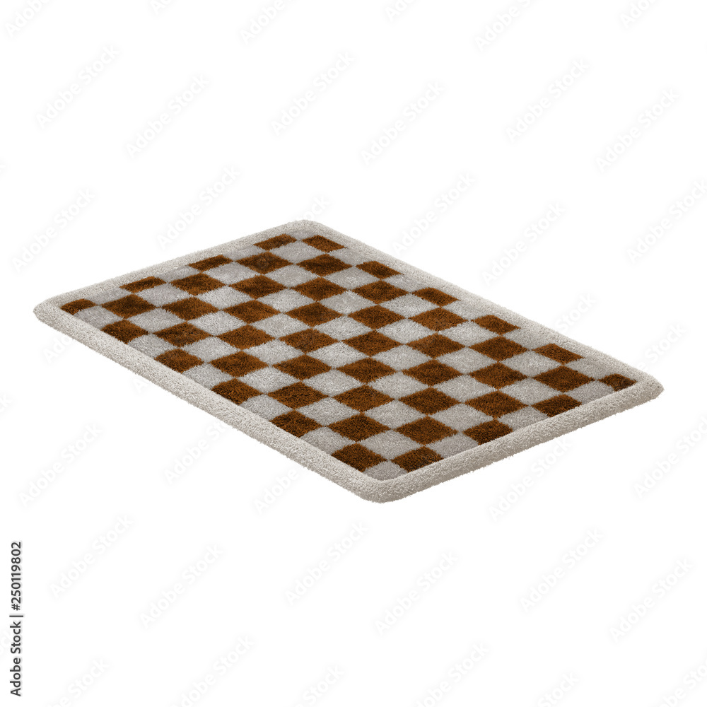 Poster chess fluffy soft carpet wool on a white background 3d rendering