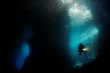 underwater diver silhouette