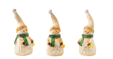 Cheerful Christmas snow man isolated on white background