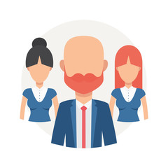 Team of young man and woman vector illustration. Business Teamwork and equality concept