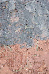 Wall covered with old grey and pink peeling paint. For design, banner and layout