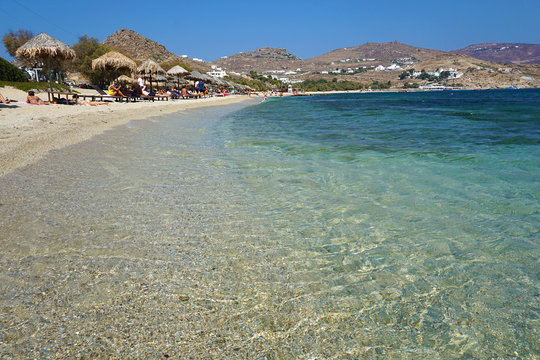 Spectacular panoramic view of Kalafatis Beach in Mykonos