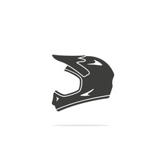 Monochrome vector illustration of a bicycle helmet for downhill(DH), isolated on a white background.
