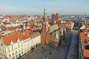 Naklejka na ściany i meble Old Market Square in Wroclaw, Poland