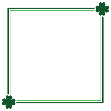 Green seamless pattern with clovers, shamrock leaves for St. Patrick's Day. Holiday symbol with frame, border for text, for greeting cards, banner or invitation