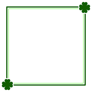 Green seamless pattern with clovers, shamrock leaves for St. Patrick's Day. Holiday symbol with frame, border for text, for greeting cards, banner or invitation